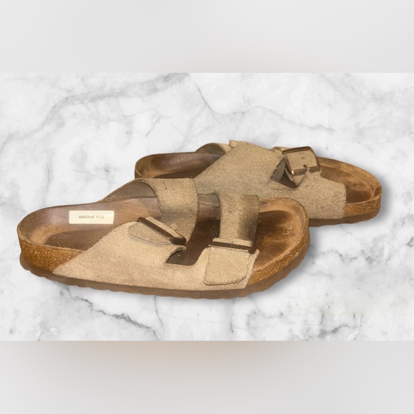 Birkenstock Arizona Suede sand Taupe Sandals Size 37 US 6‎ - Picture 1 of 4